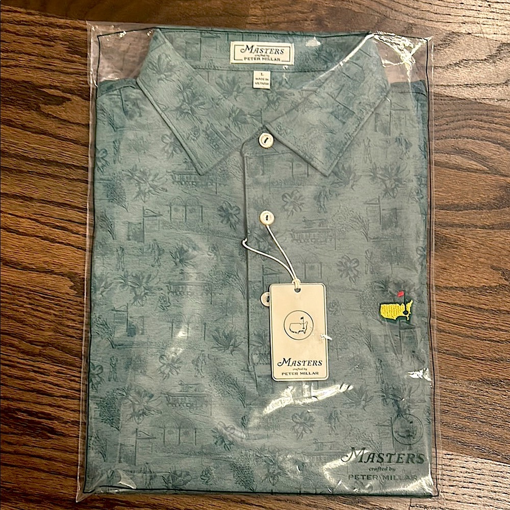 NWT - RARE - Masters - Peter Millar - Green Augusta Print Men's Polo
